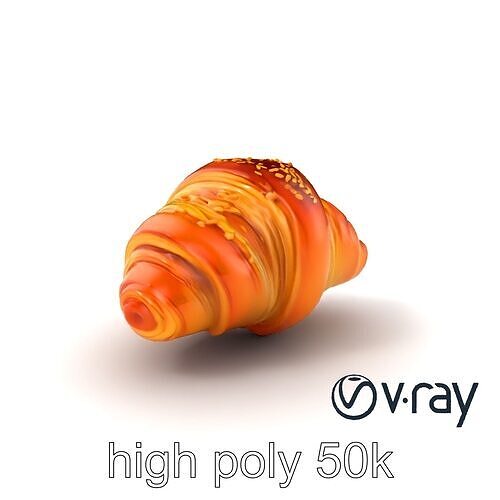 Golden Sesame Croissant 3D model pack Low-poly 3D model 3