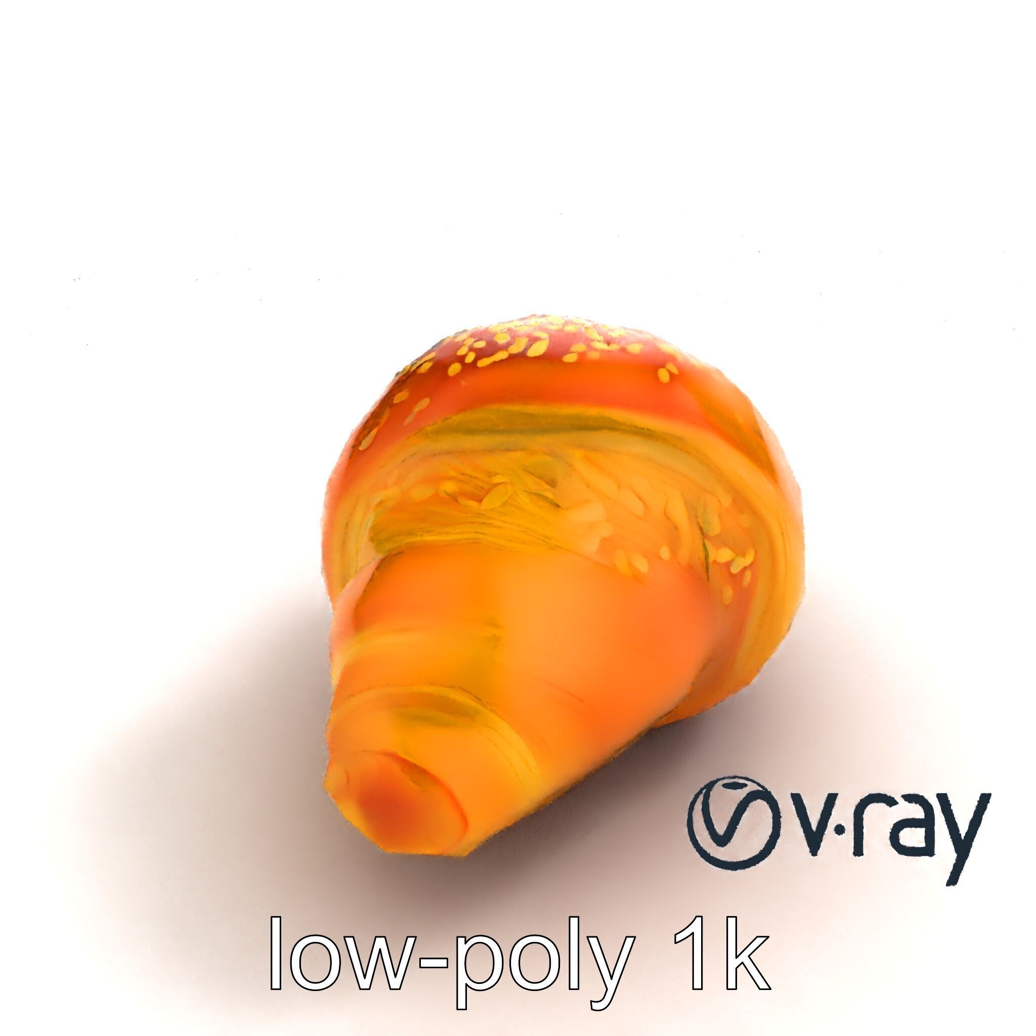 Golden Sesame Croissant 3D model pack Low-poly 3D model_8