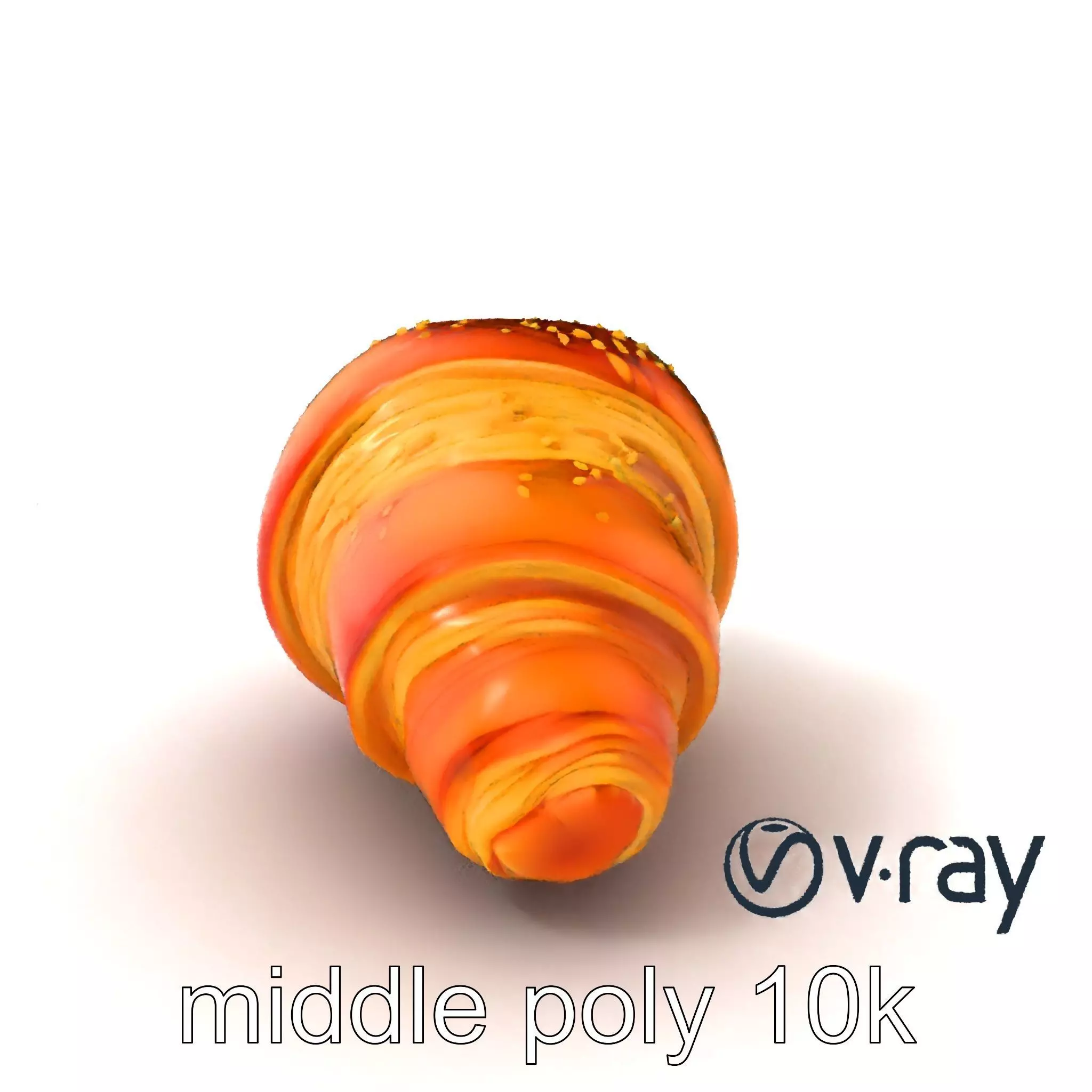 Golden Sesame Croissant 3D model pack Low-poly 3D model_0