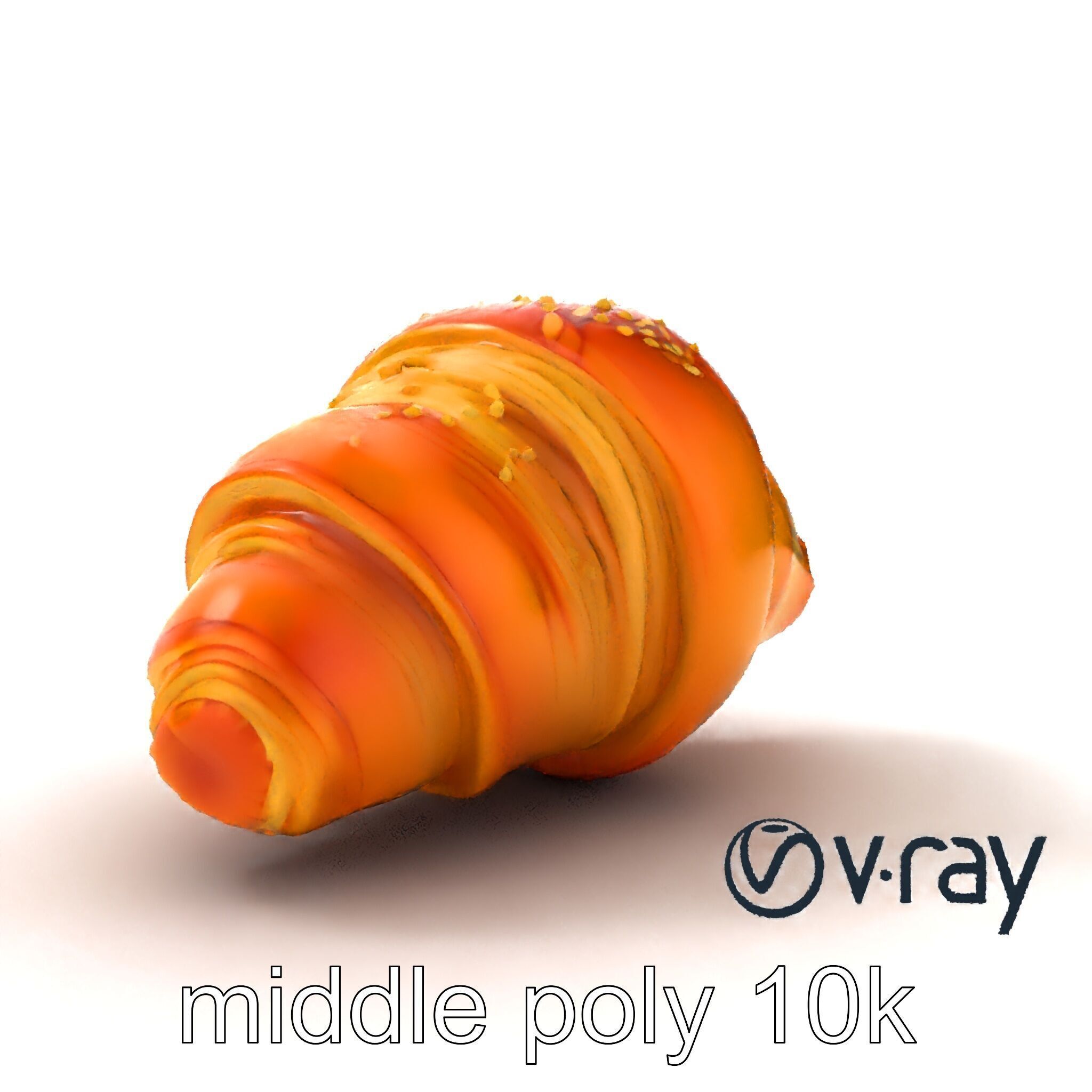 Golden Sesame Croissant 3D model pack Low-poly 3D model_12