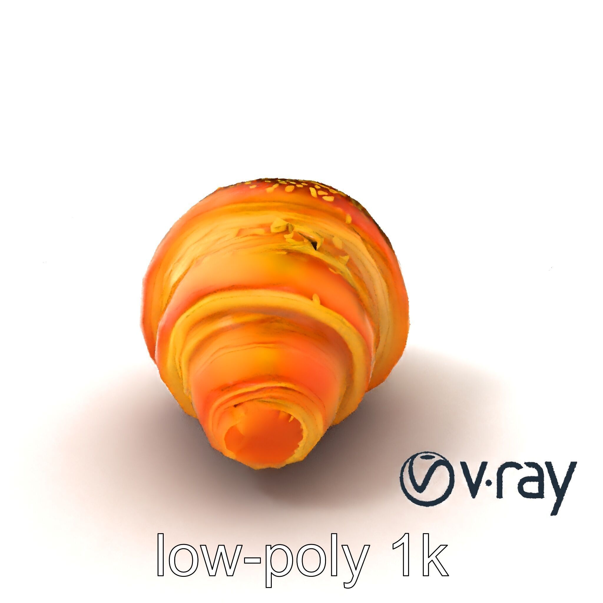 Golden Sesame Croissant 3D model pack Low-poly 3D model_4