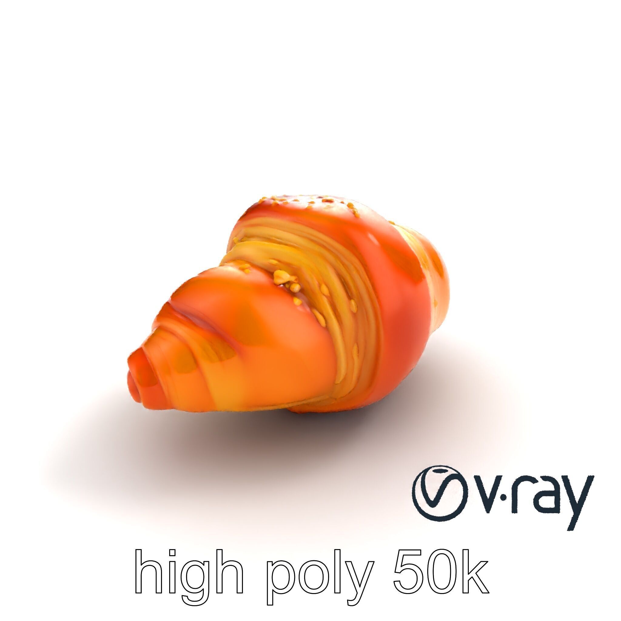 Golden Sesame Croissant 3D model pack Low-poly 3D model_9
