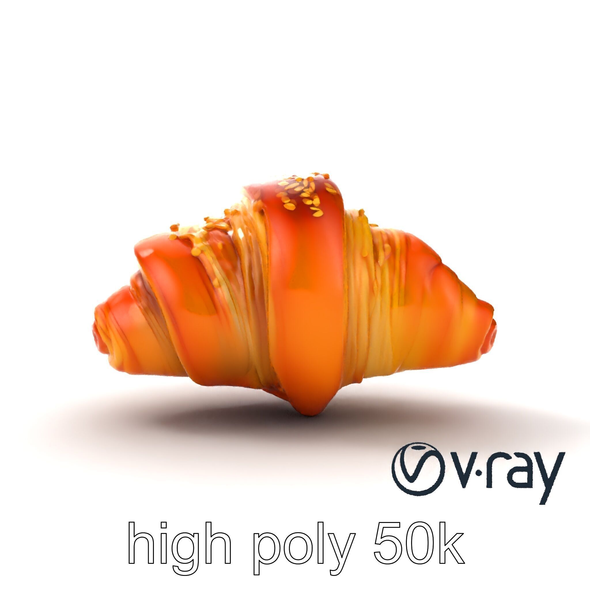 Golden Sesame Croissant 3D model pack Low-poly 3D model_15