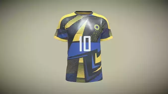 Soccer Sports Print Jersey Player-10 In Low Poly