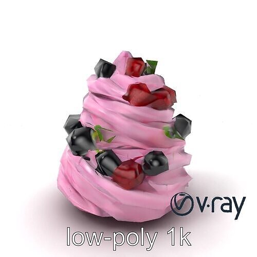 Whimsical Berry Meringue Tower model pack Low-poly 3D model 5