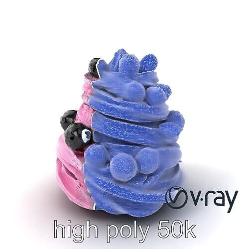 Whimsical Berry Meringue Tower model pack Low-poly 3D model 2
