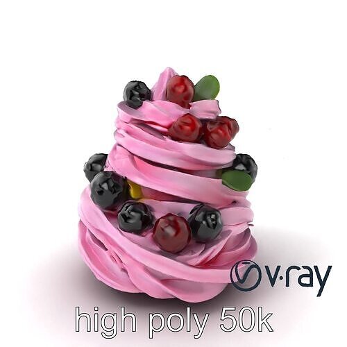 Whimsical Berry Meringue Tower model pack Low-poly 3D model 3