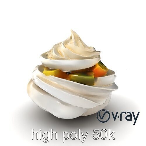 Elegant Kiwi Passion Pavlova model pack Low-poly 3D model 2
