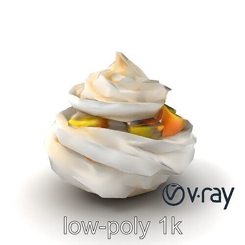 Elegant Kiwi Passion Pavlova model pack Low-poly 3D model 5