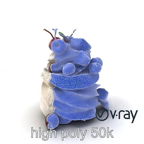 Whipped Meringue Pyramid with Cherries and Mango model pack Low-poly 3D model 2