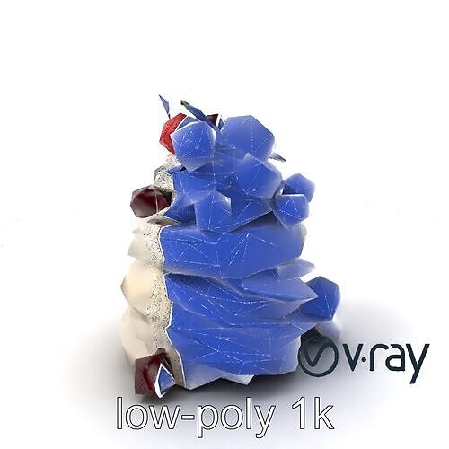 Whipped Meringue Pyramid with Cherries and Mango model pack Low-poly 3D model 7