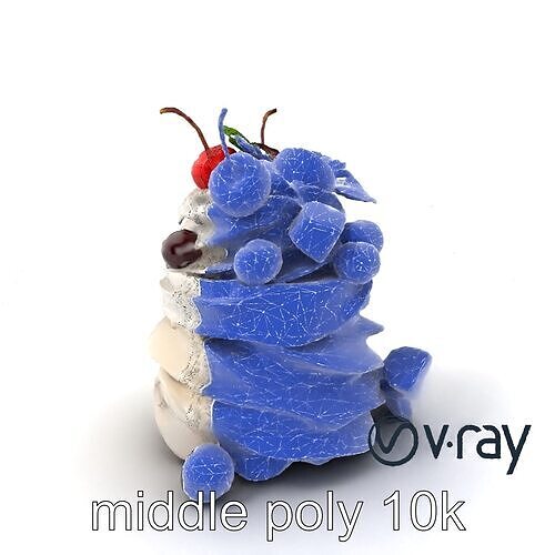 Whipped Meringue Pyramid with Cherries and Mango model pack Low-poly 3D model 6