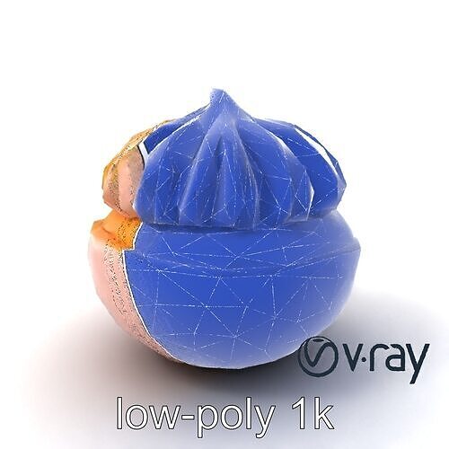 Peach Meringue Dessert 3D Model Pack Low-poly 3D model 7