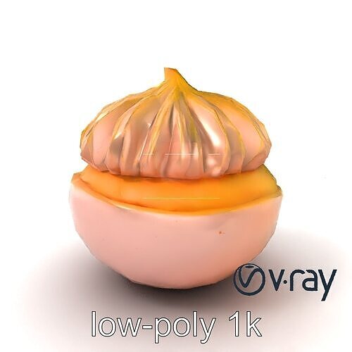 Peach Meringue Dessert 3D Model Pack Low-poly 3D model 5