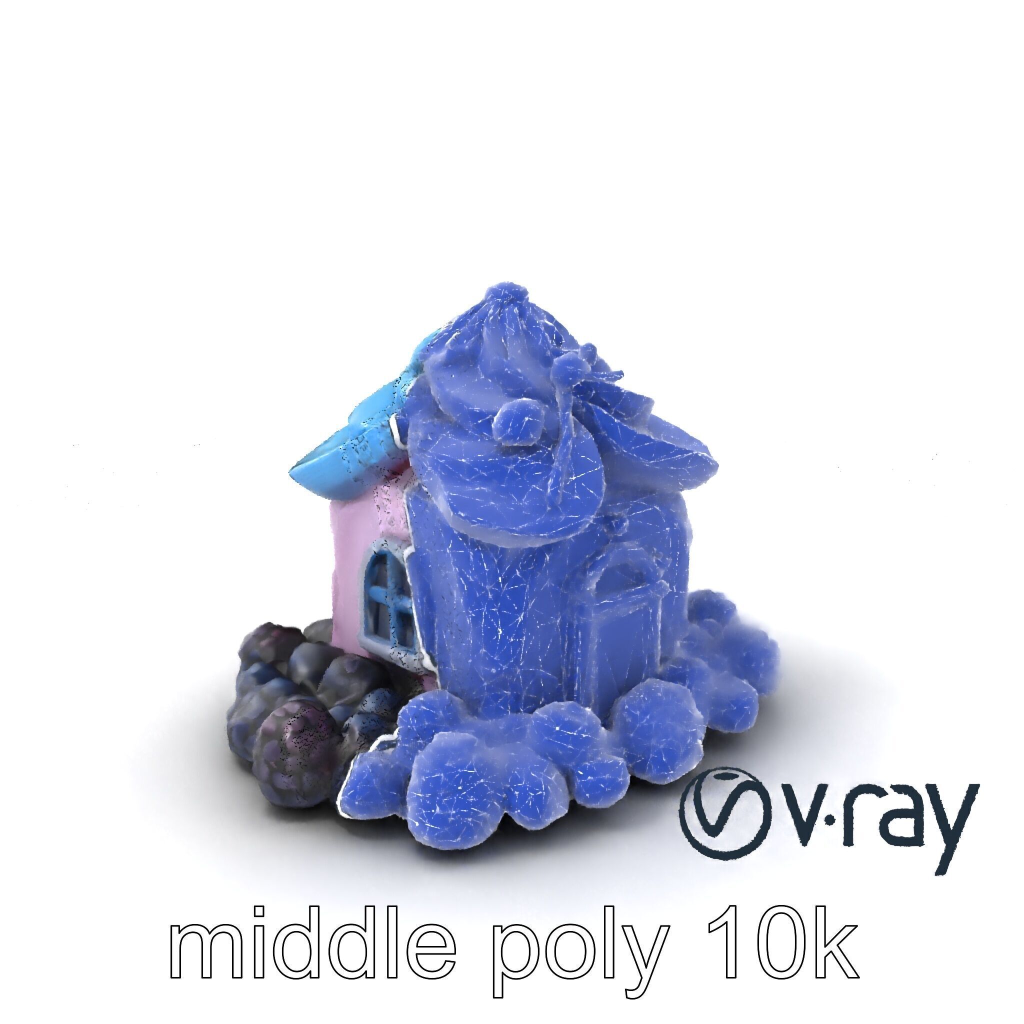 Surreal Meringue Cottage Decoration model pack Low-poly 3D model_6