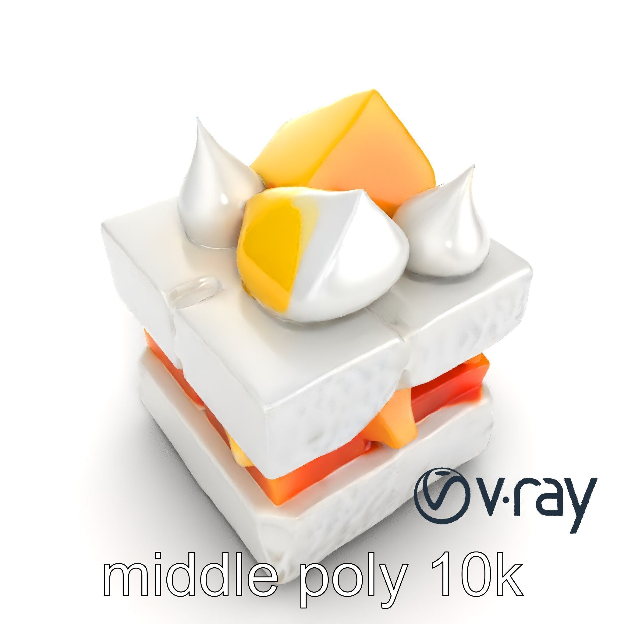 Geometric Meringue Pineapple Mango Stack model pack Low-poly 3D model_23