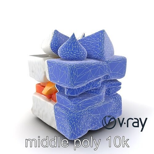 Geometric Meringue Pineapple Mango Stack model pack Low-poly 3D model 6