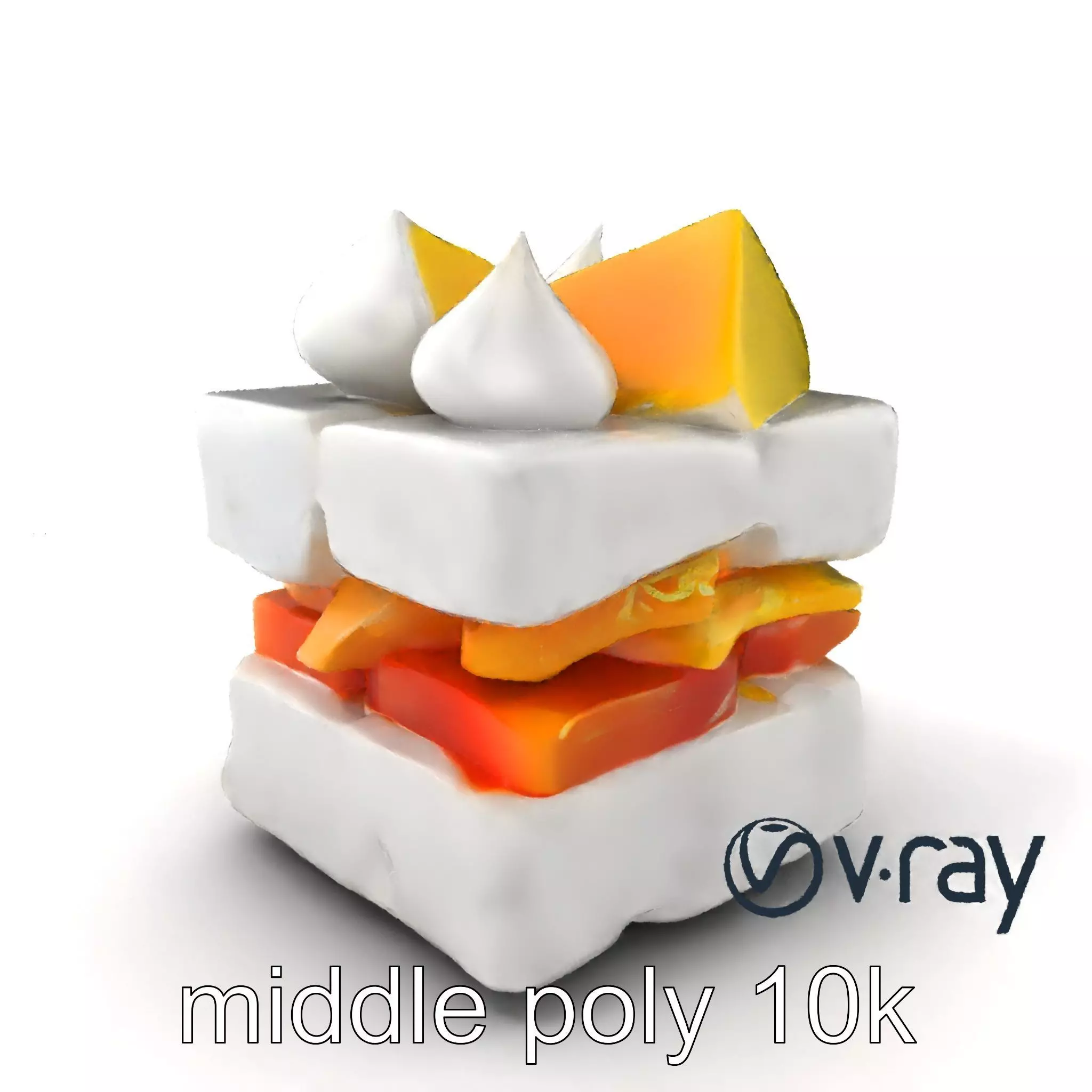 Geometric Meringue Pineapple Mango Stack model pack Low-poly 3D model_0