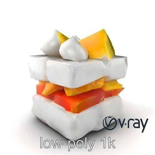 Geometric Meringue Pineapple Mango Stack model pack Low-poly 3D model 5