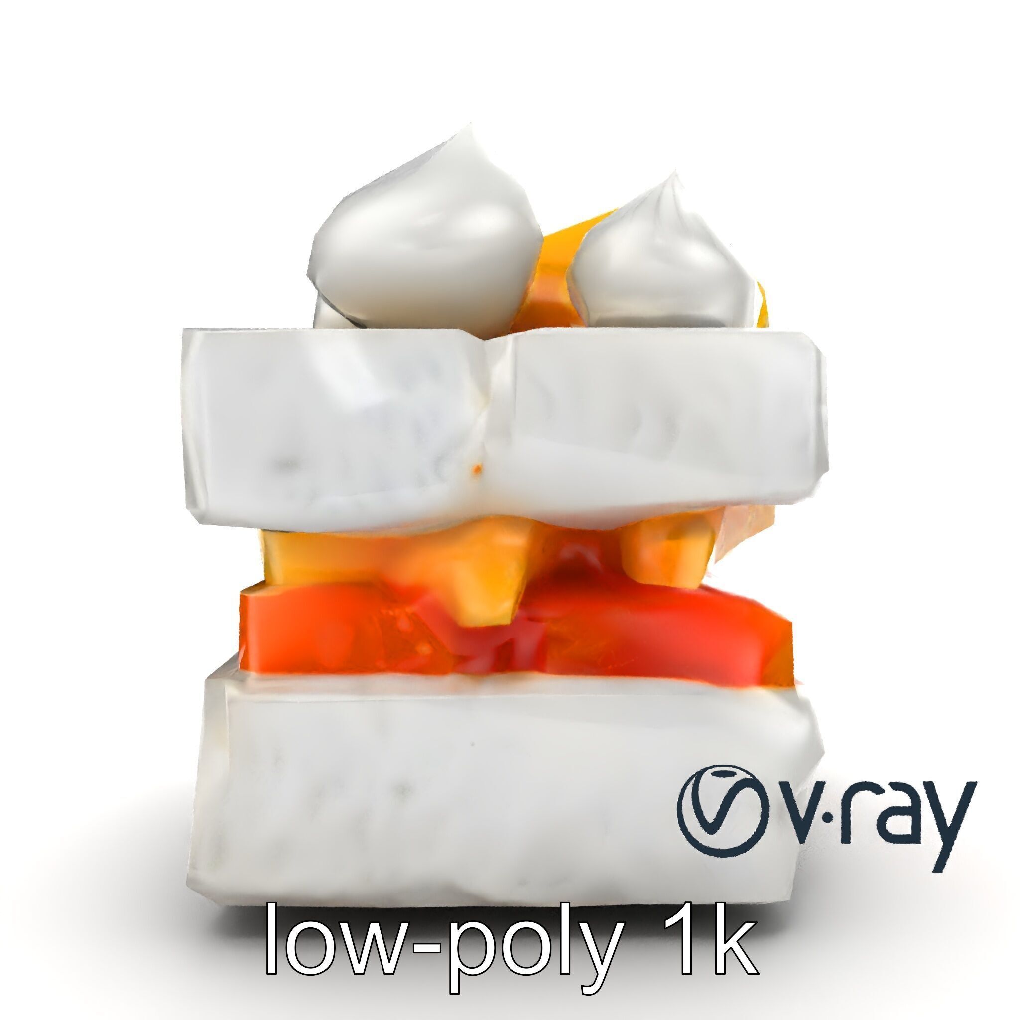 Geometric Meringue Pineapple Mango Stack model pack Low-poly 3D model_13