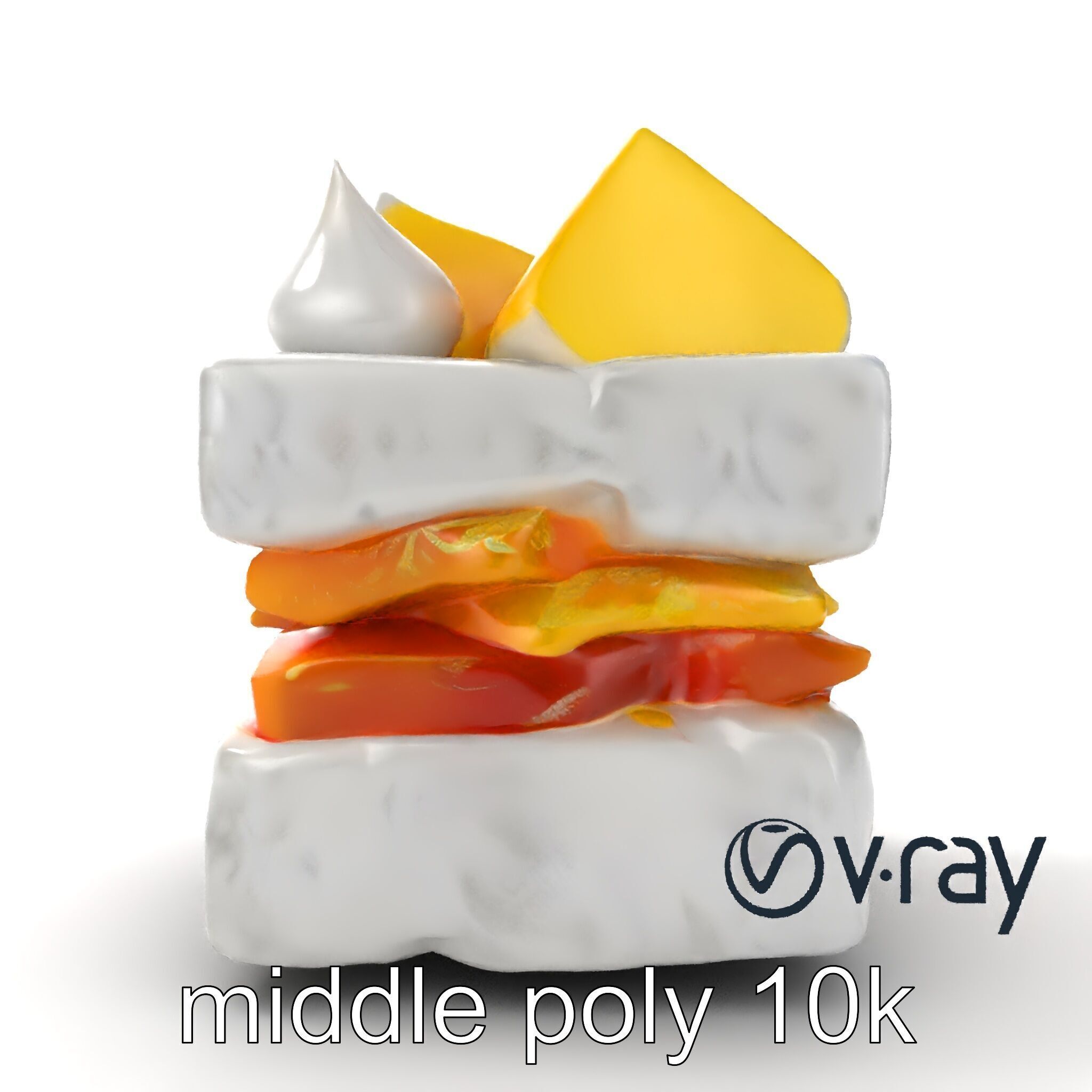 Geometric Meringue Pineapple Mango Stack model pack Low-poly 3D model_19