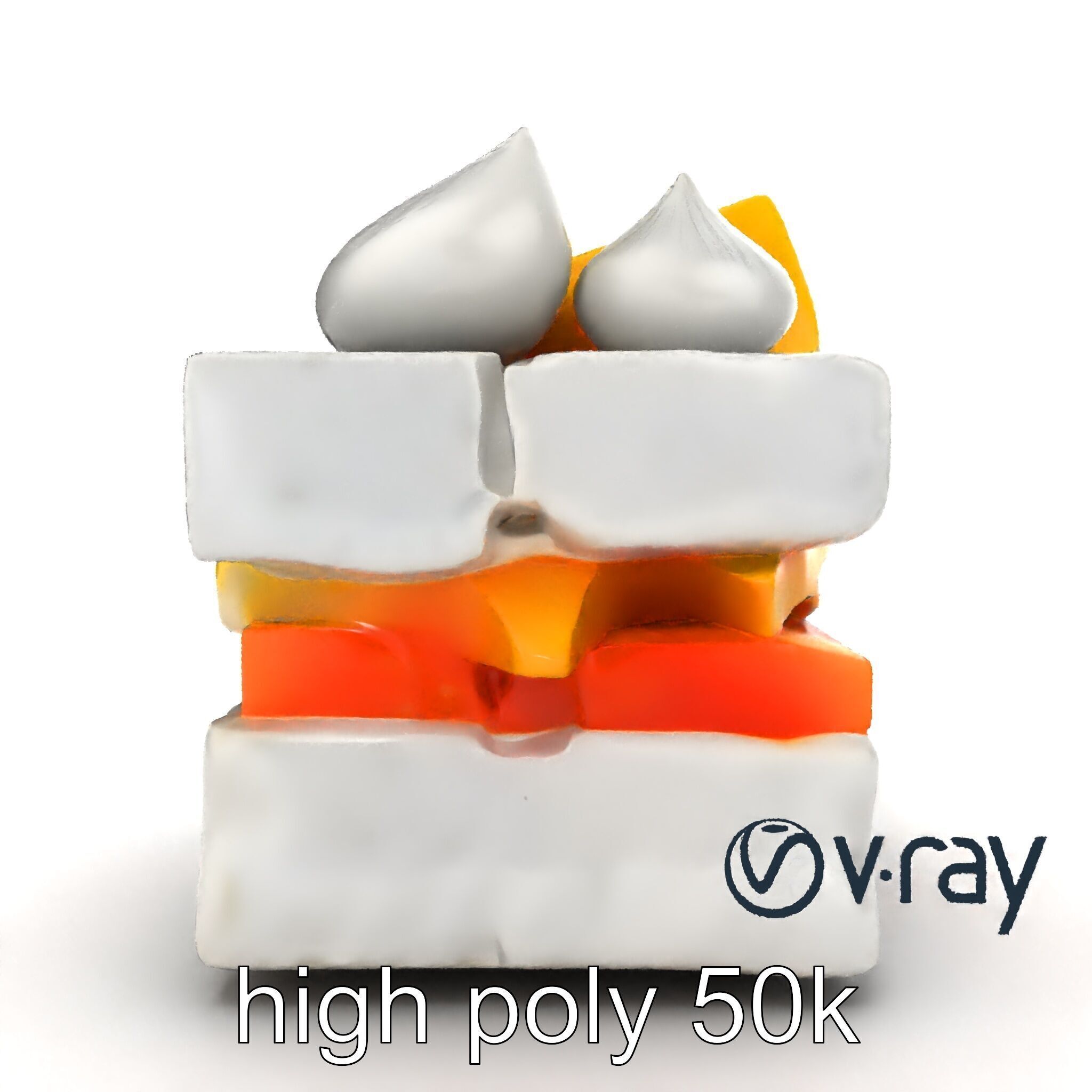 Geometric Meringue Pineapple Mango Stack model pack Low-poly 3D model_21