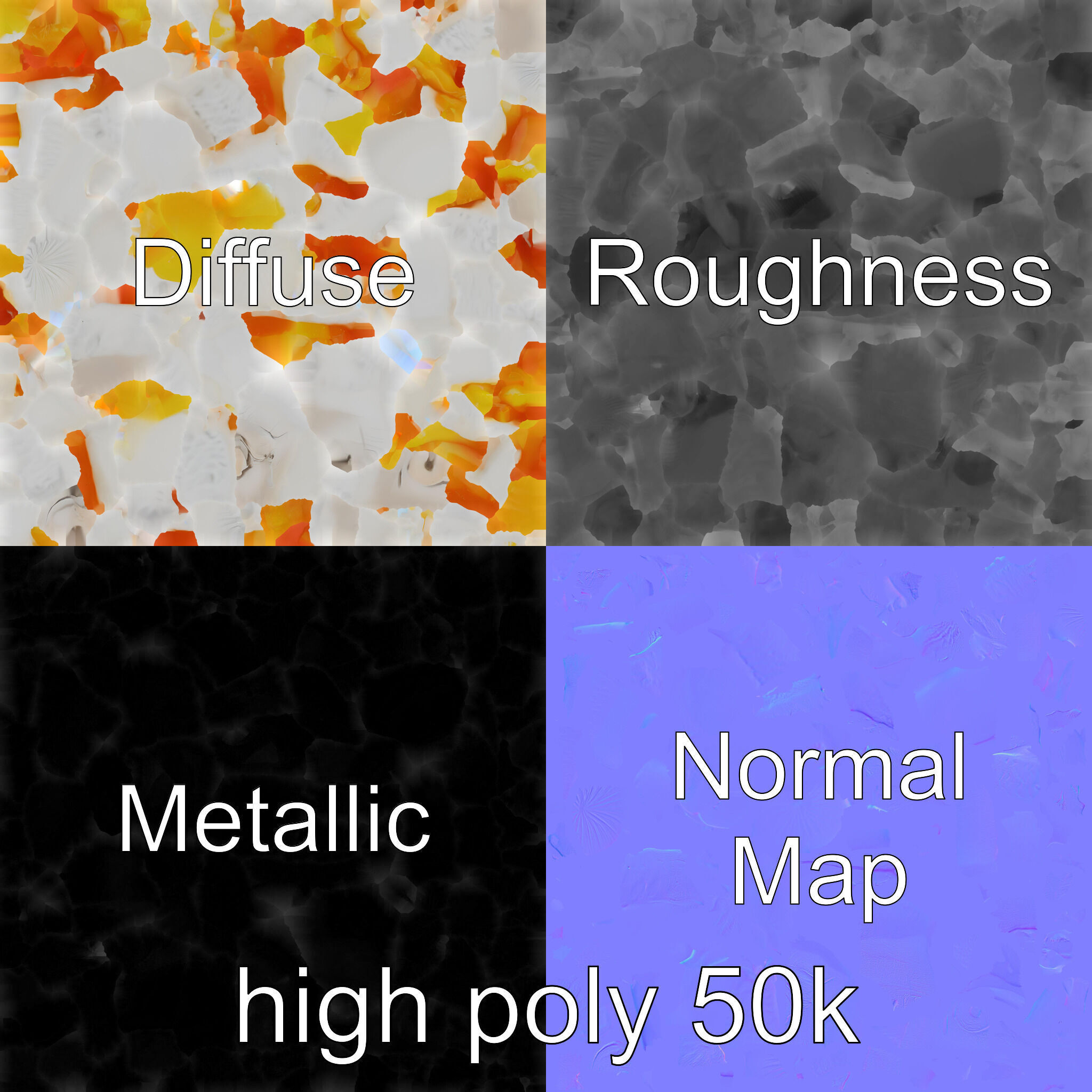 Geometric Meringue Pineapple Mango Stack model pack Low-poly 3D model_3