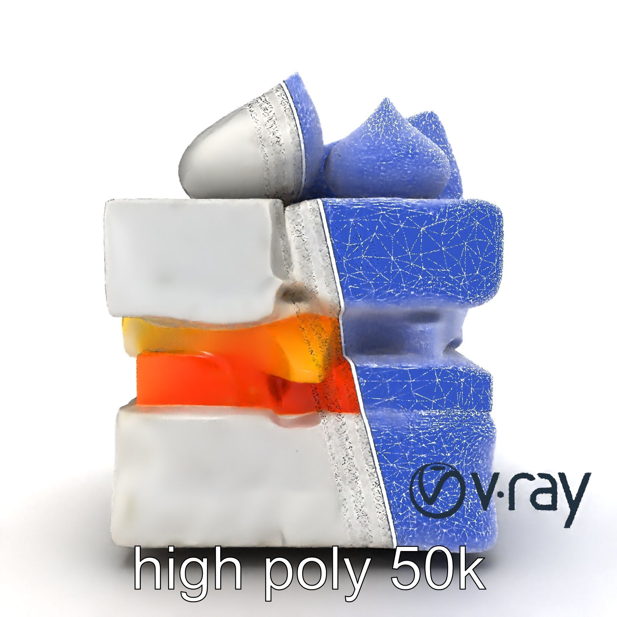 Geometric Meringue Pineapple Mango Stack model pack Low-poly 3D model_27