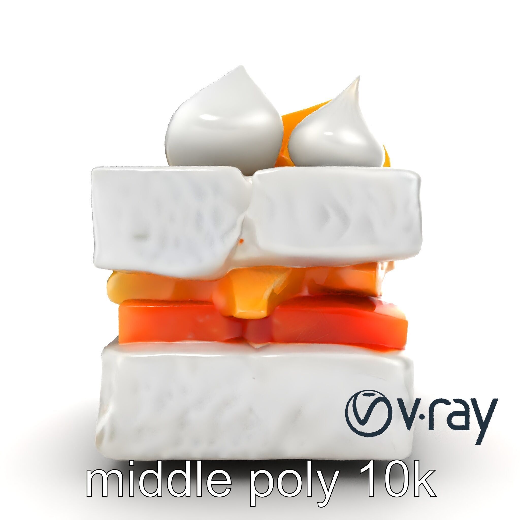 Geometric Meringue Pineapple Mango Stack model pack Low-poly 3D model_15