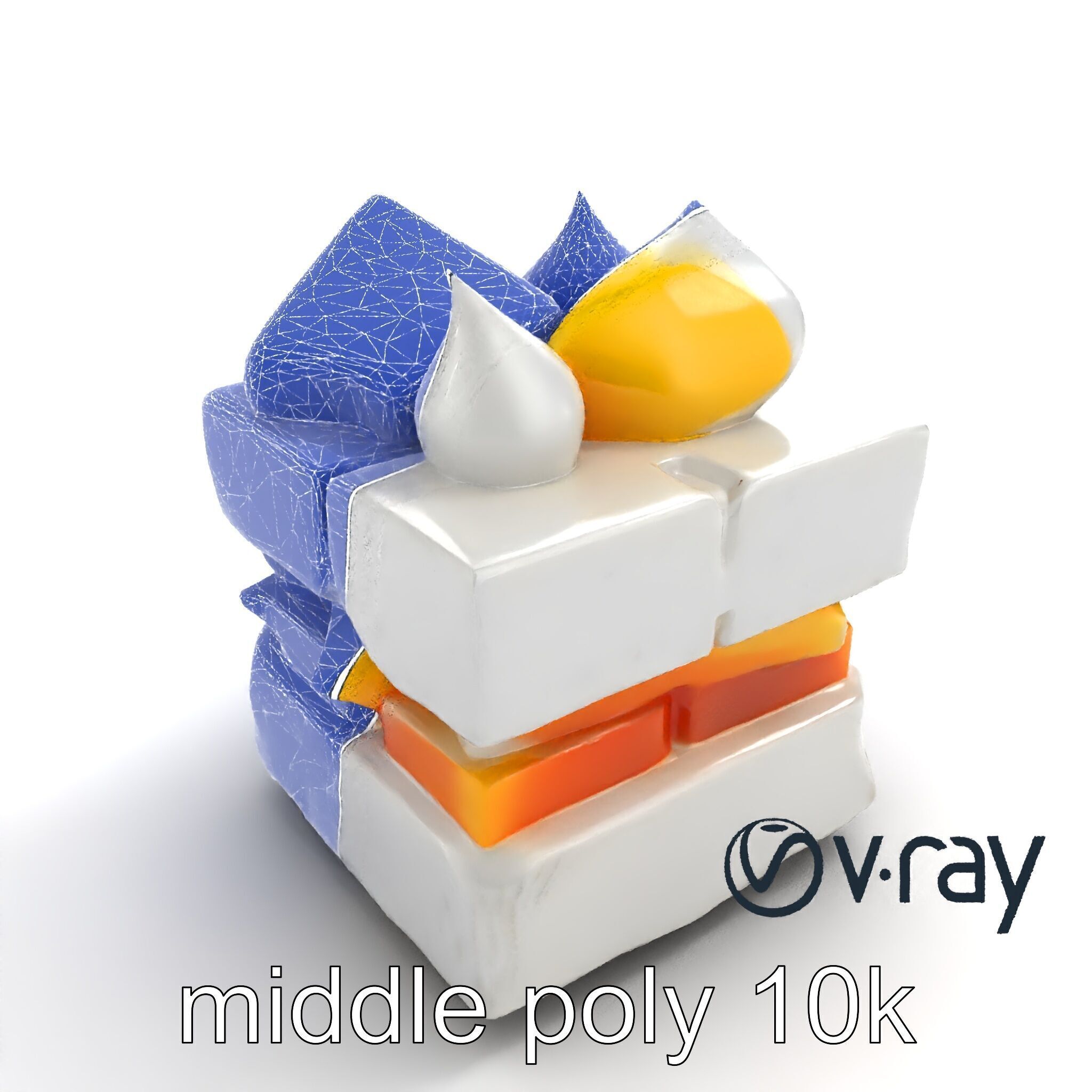 Geometric Meringue Pineapple Mango Stack model pack Low-poly 3D model_11