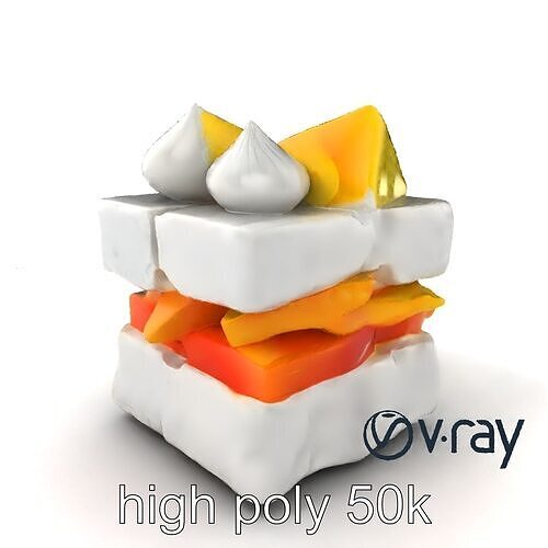 Geometric Meringue Pineapple Mango Stack model pack Low-poly 3D model 2