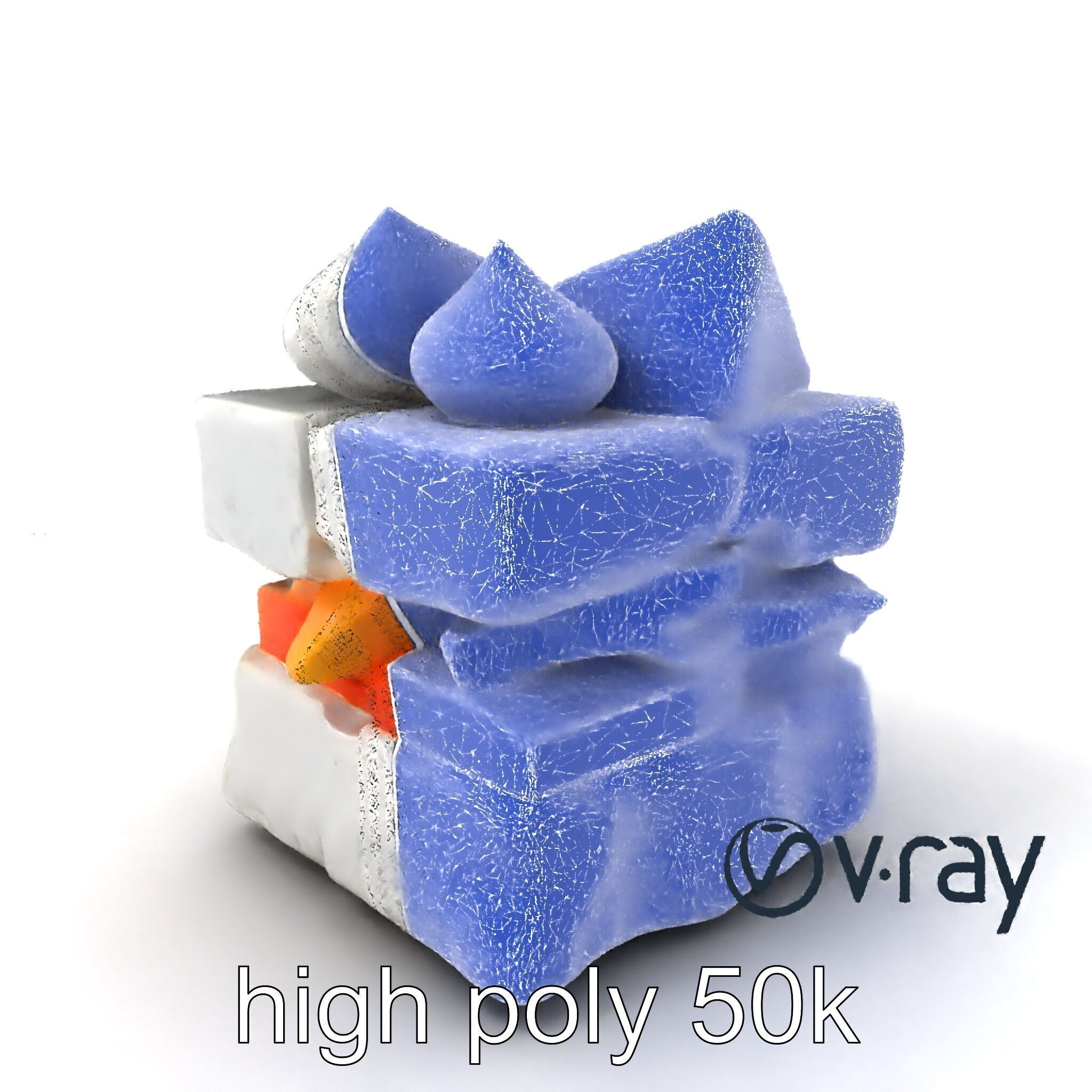 Geometric Meringue Pineapple Mango Stack model pack Low-poly 3D model_10