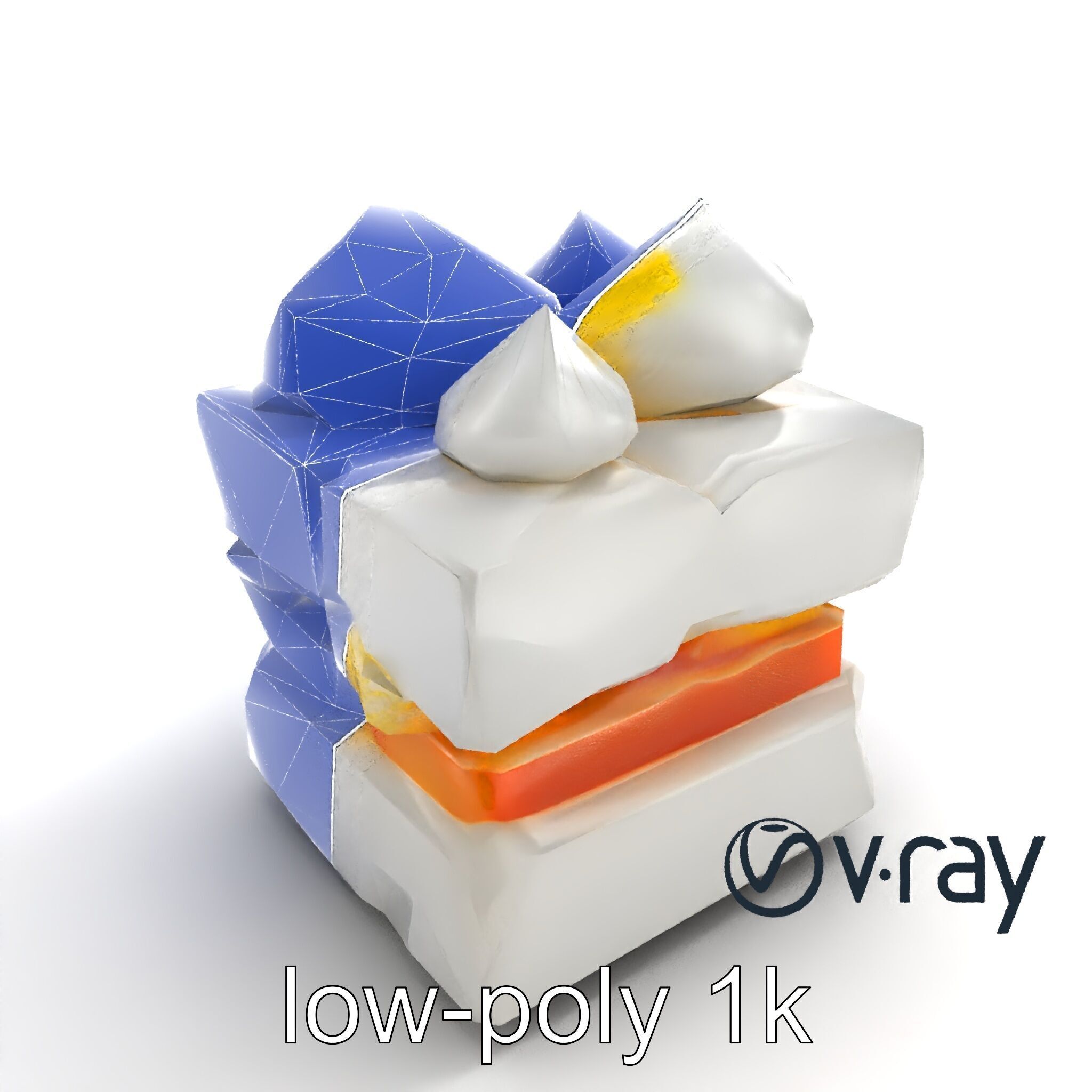 Geometric Meringue Pineapple Mango Stack model pack Low-poly 3D model_20