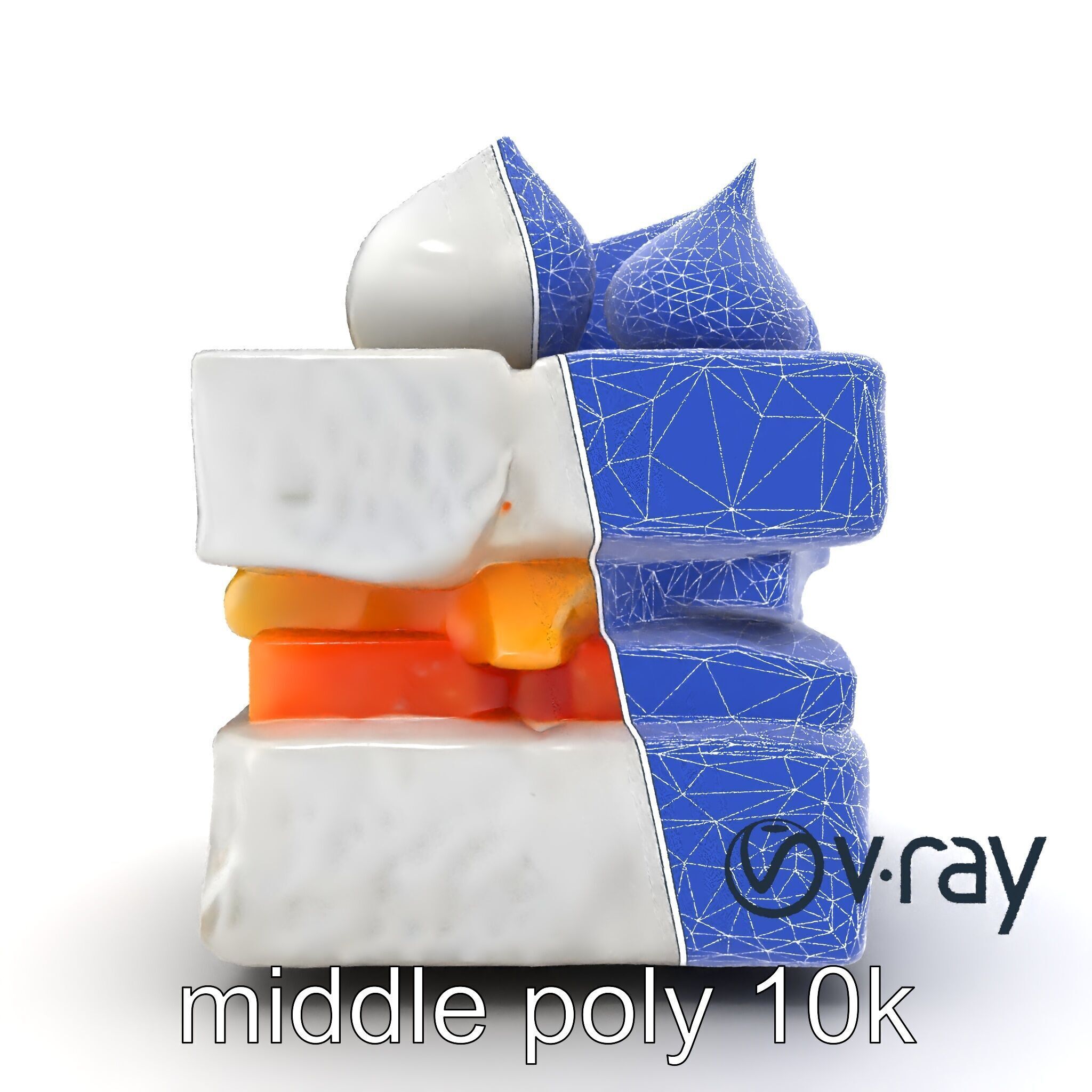 Geometric Meringue Pineapple Mango Stack model pack Low-poly 3D model_14