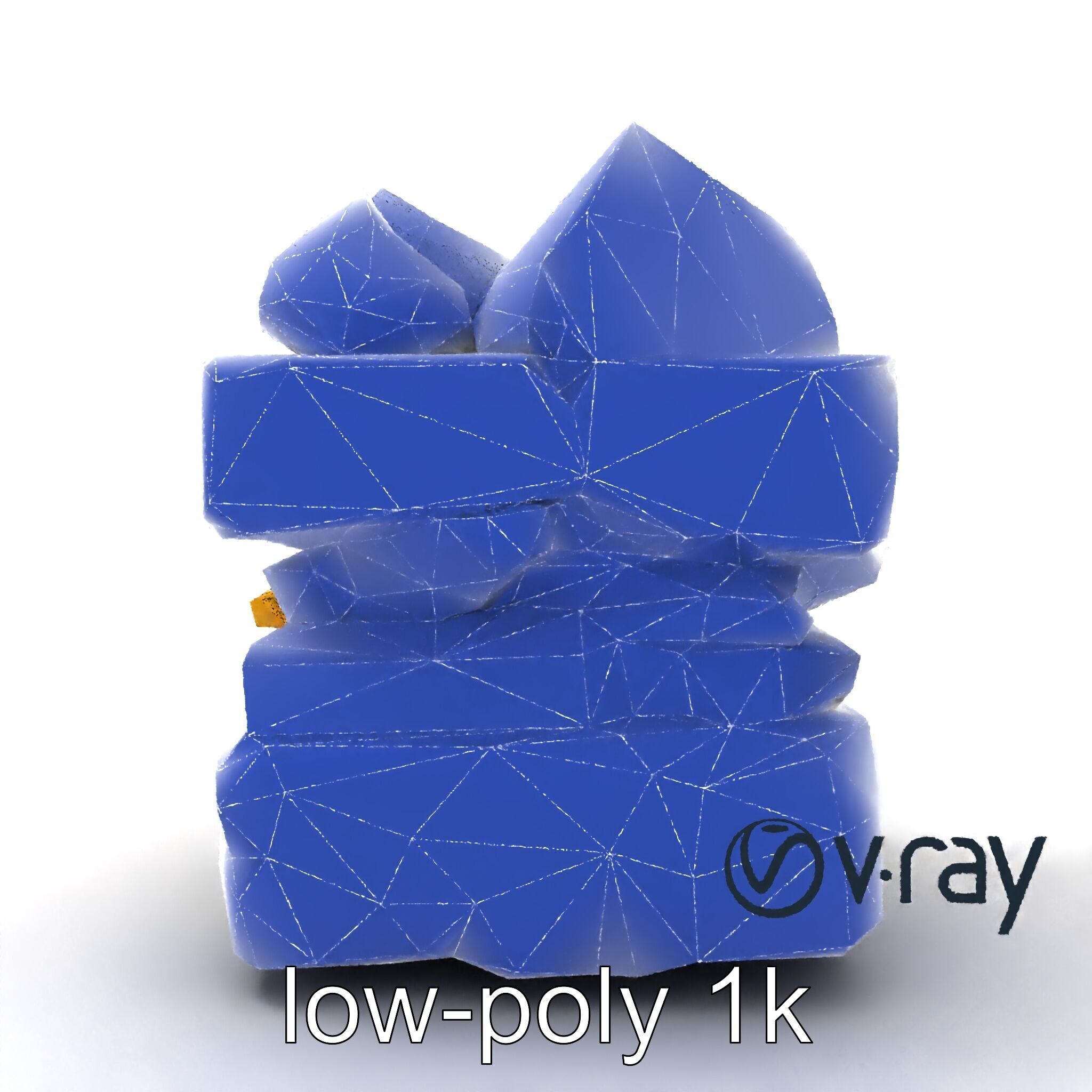 Geometric Meringue Pineapple Mango Stack model pack Low-poly 3D model_32