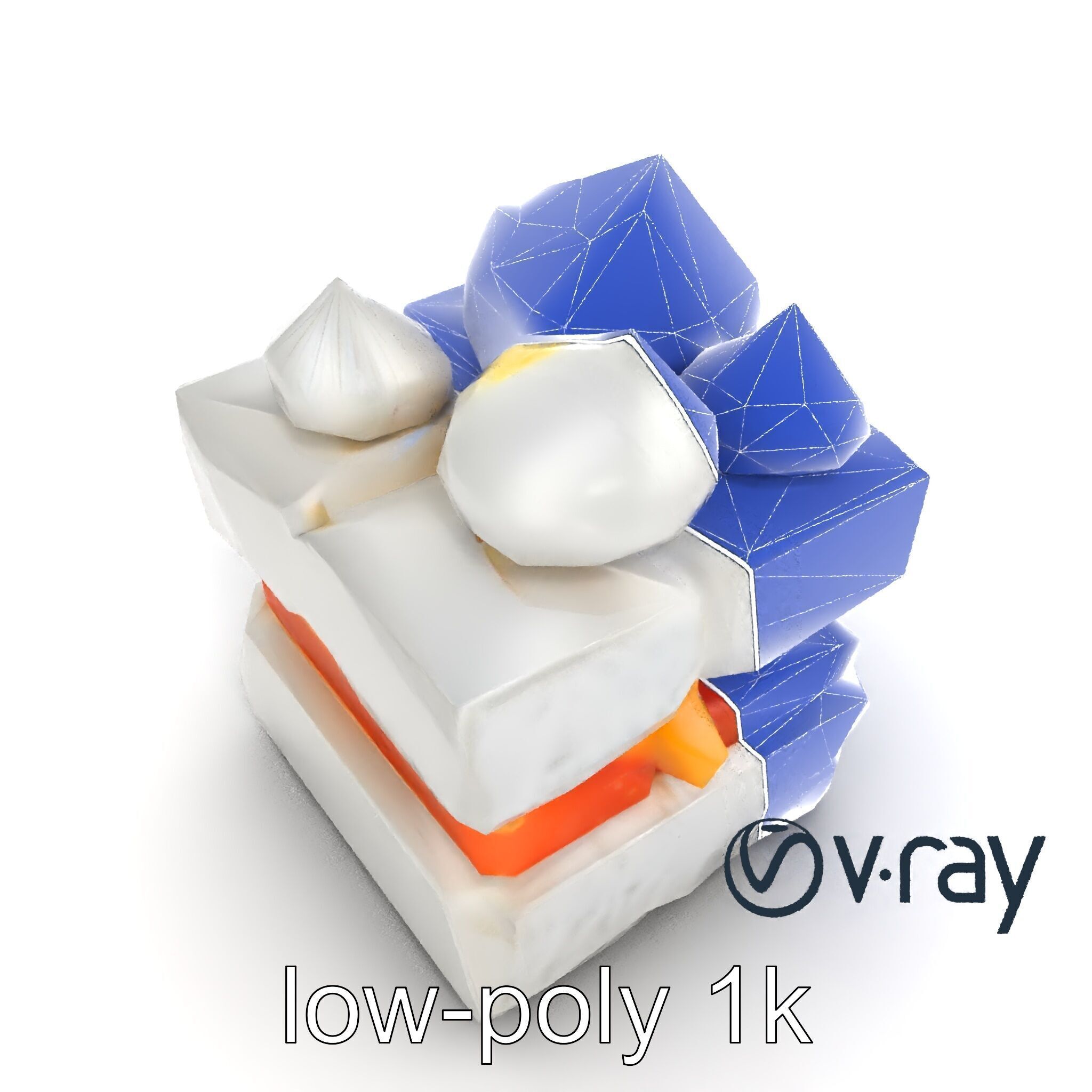 Geometric Meringue Pineapple Mango Stack model pack Low-poly 3D model_24