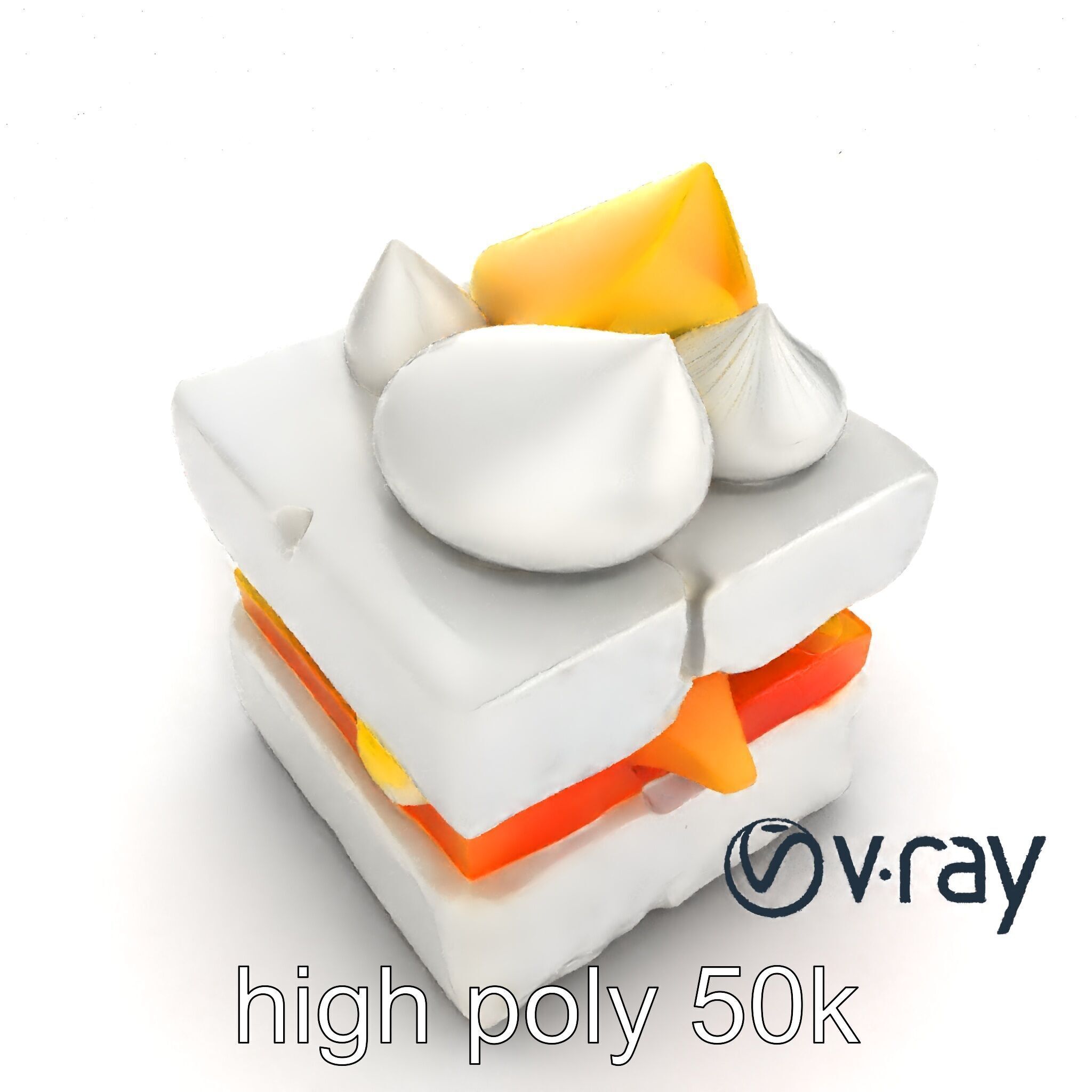 Geometric Meringue Pineapple Mango Stack model pack Low-poly 3D model_17