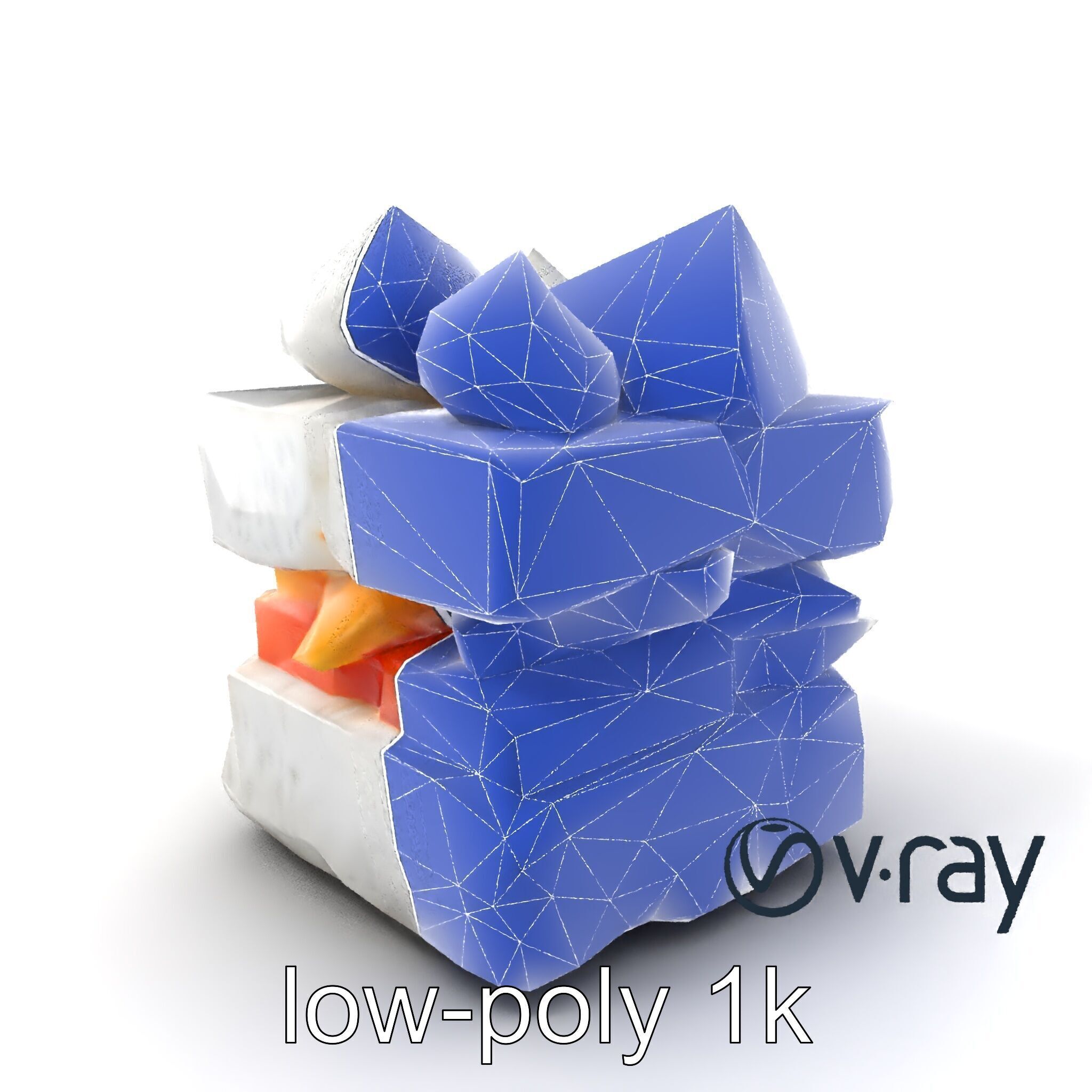 Geometric Meringue Pineapple Mango Stack model pack Low-poly 3D model_7