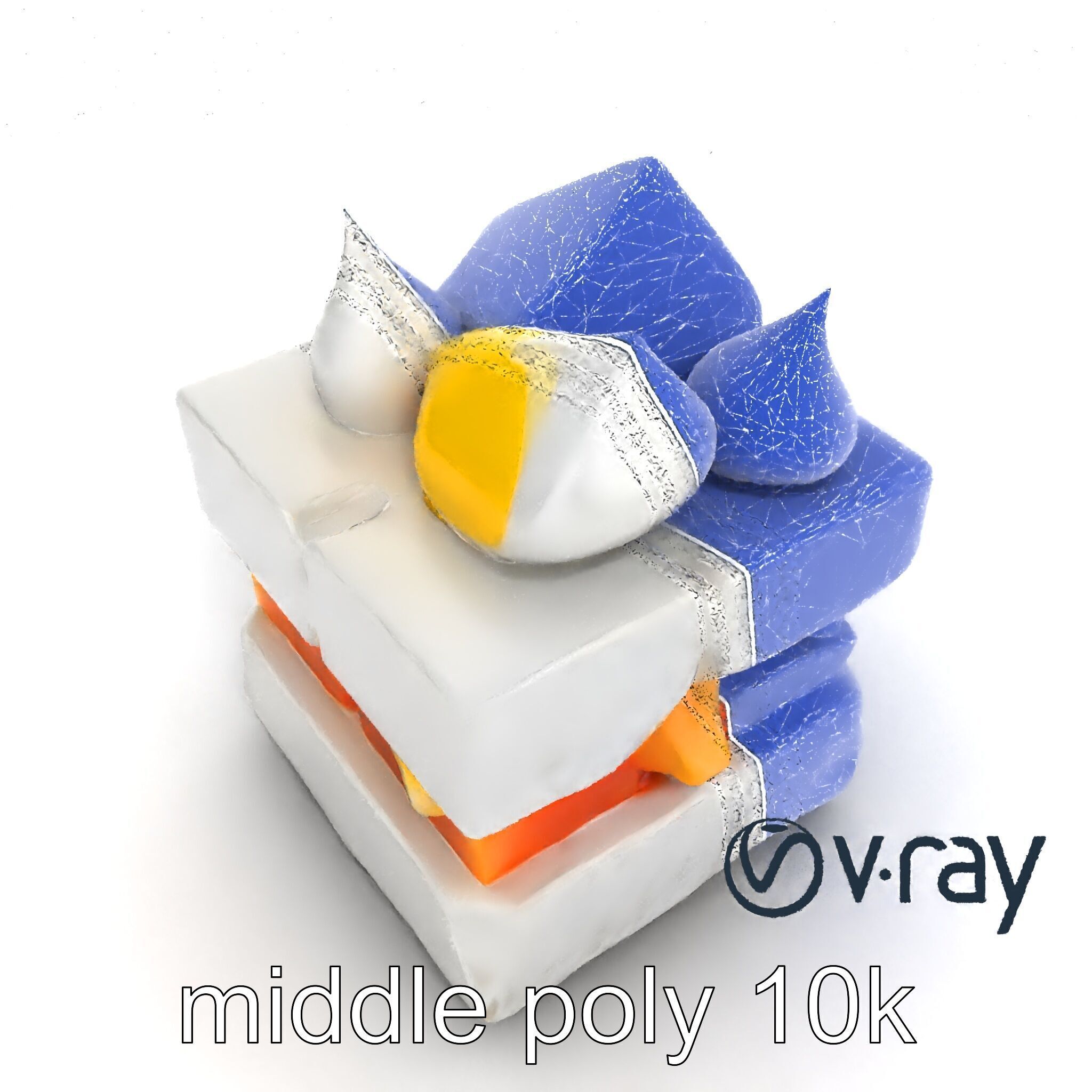 Geometric Meringue Pineapple Mango Stack model pack Low-poly 3D model_18