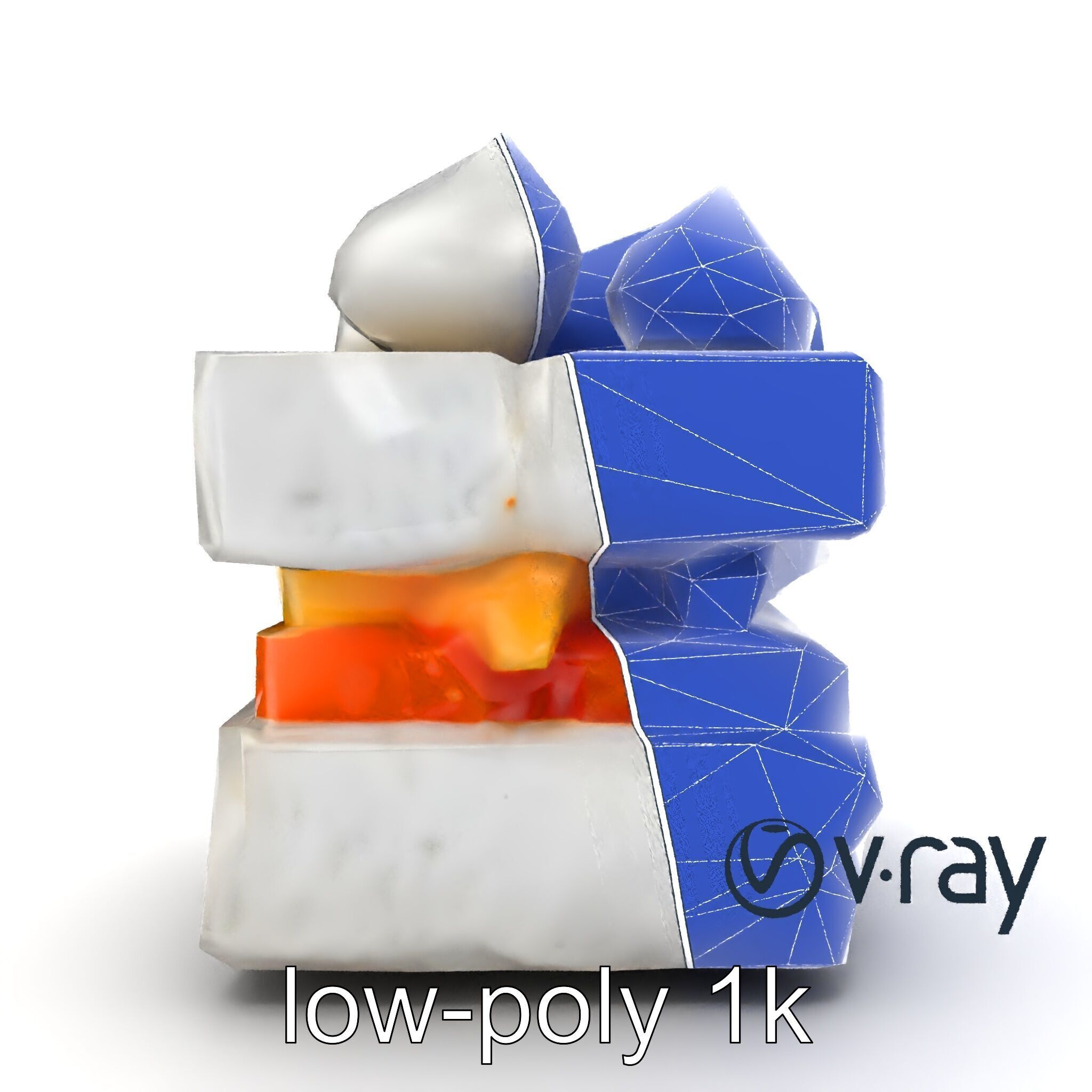 Geometric Meringue Pineapple Mango Stack model pack Low-poly 3D model_12