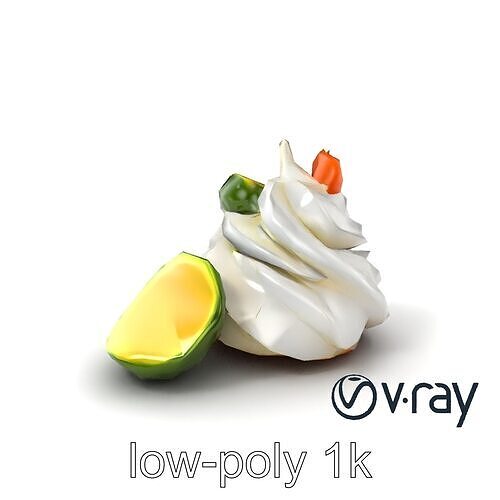 Meringue Ice Cream Duet Decorative Model Pack Low-poly 3D model 5