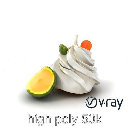 Meringue Ice Cream Duet Decorative Model Pack Low-poly 3D model 2