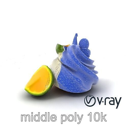 Meringue Ice Cream Duet Decorative Model Pack Low-poly 3D model 6