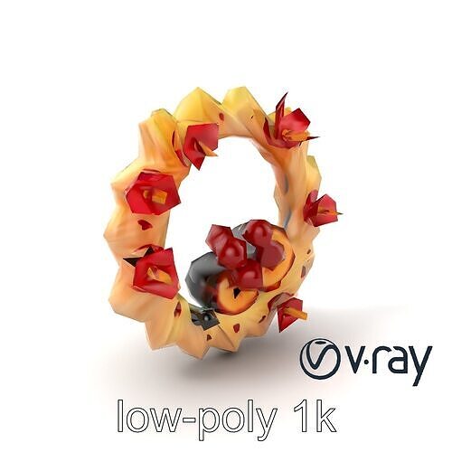 Star Shaped Meringue Ring Dessert model pack Low-poly 3D model 5