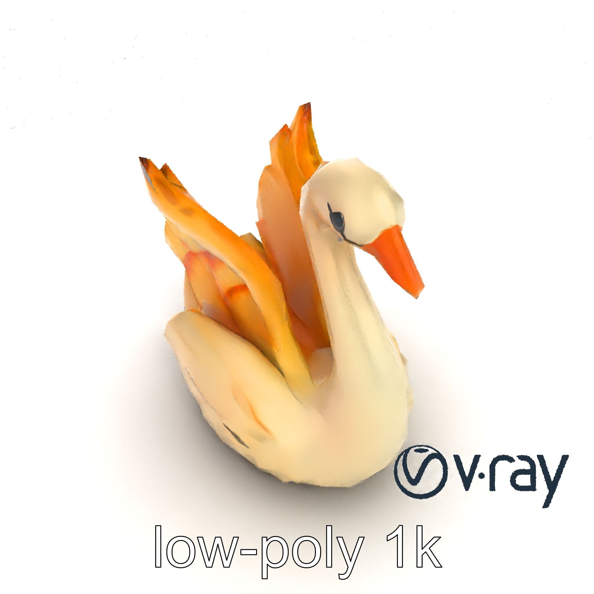 Elegant Meringue Swan Figurine model pack Low-poly 3D model_18