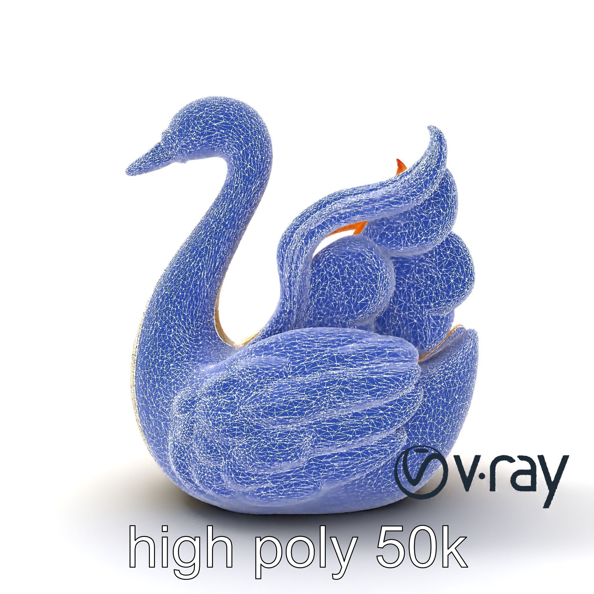 Elegant Meringue Swan Figurine model pack Low-poly 3D model_29