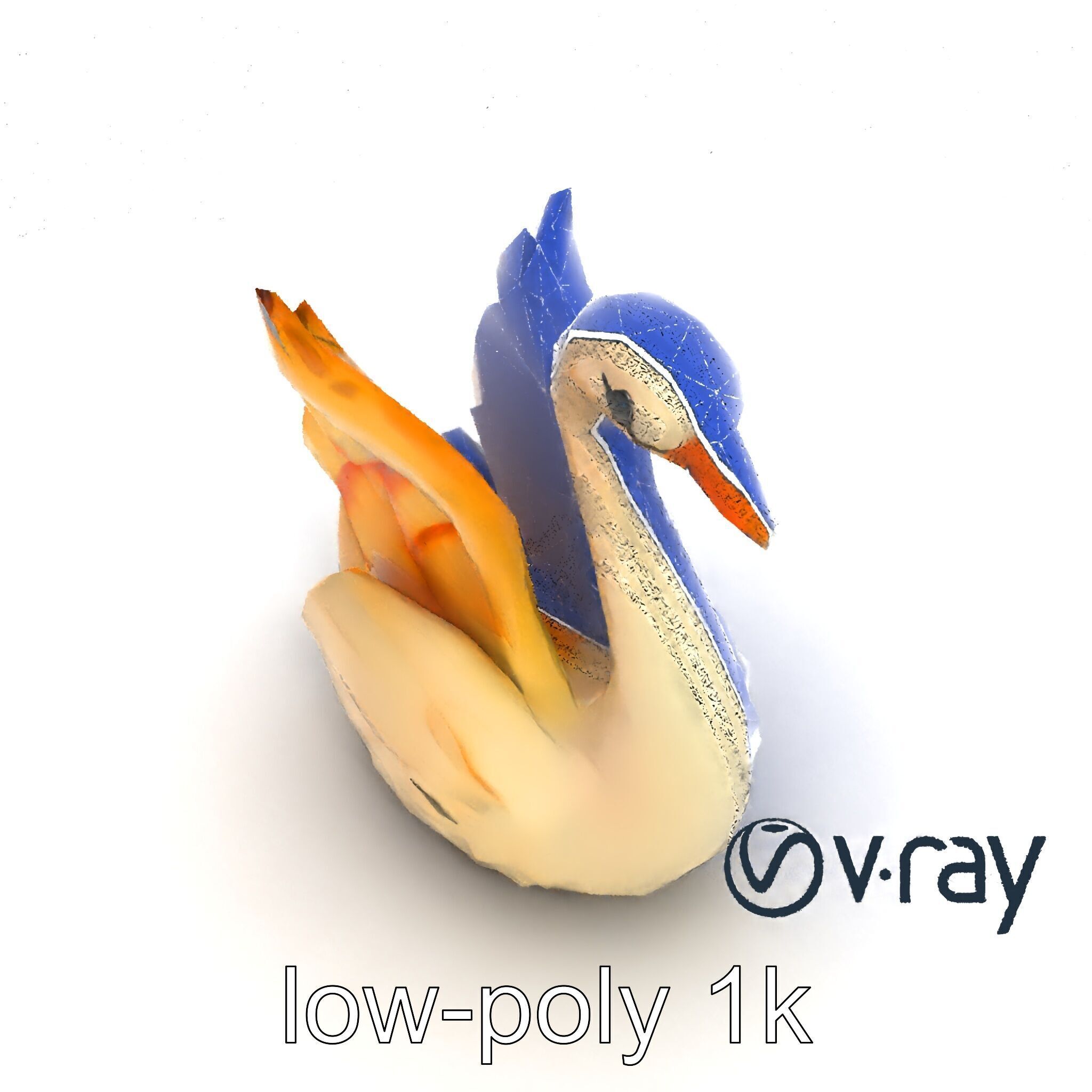 Elegant Meringue Swan Figurine model pack Low-poly 3D model_26