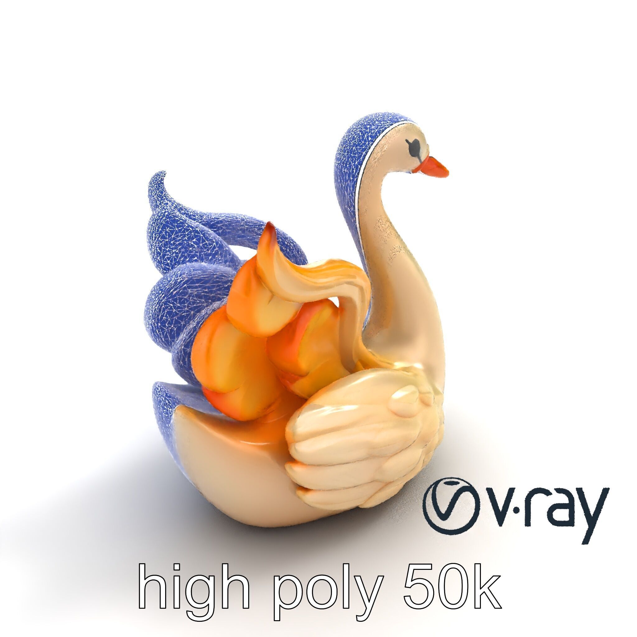 Elegant Meringue Swan Figurine model pack Low-poly 3D model_28