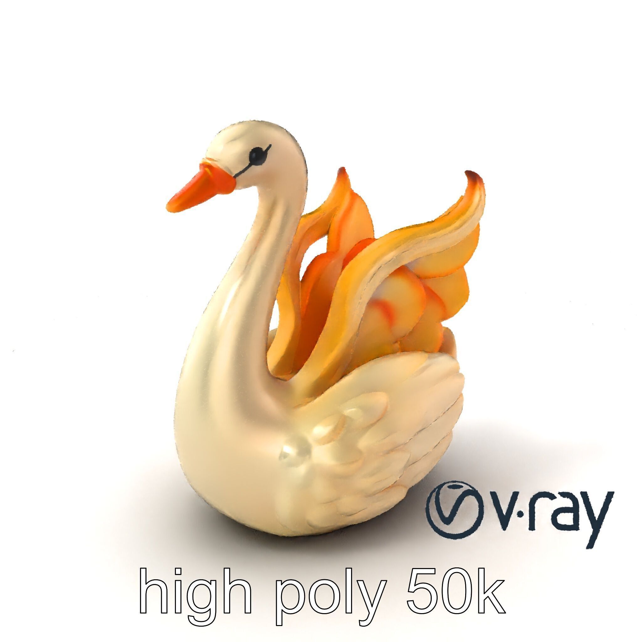 Elegant Meringue Swan Figurine model pack Low-poly 3D model_2