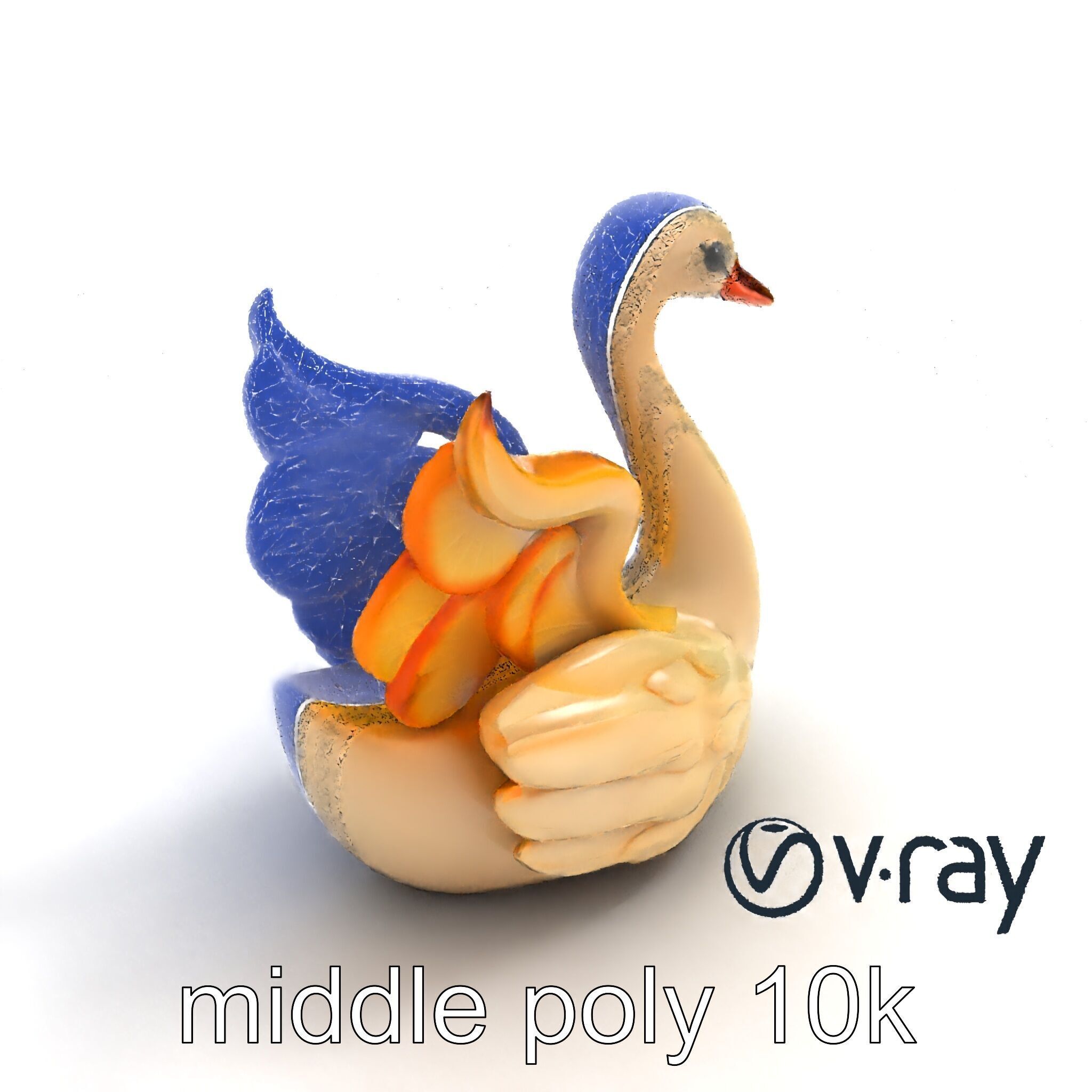 Elegant Meringue Swan Figurine model pack Low-poly 3D model_10